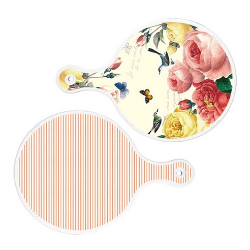 로엠디자인 서빙 원형 보드 도마 PrettyRoses 2p 세트, PrettyRoses, 주홍라인, 1세트