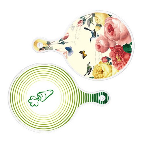 로엠디자인 서빙 원형 보드 도마 PrettyRoses 2p 세트, PrettyRoses, 채소라인그린, 1세트