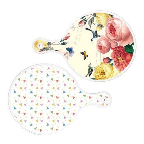 로엠디자인 서빙 원형 보드 도마 PrettyRoses 2p 세트, PrettyRoses, Happy삼각패턴, 1세트
