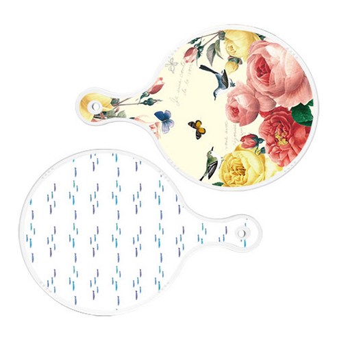 로엠디자인 서빙 원형 보드 도마 PrettyRoses 2p 세트, PrettyRoses, 파스텔물고기떼, 1세트