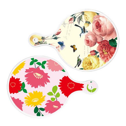로엠디자인 서빙 원형 보드 도마 PrettyRoses 2p 세트, PrettyRoses, 국화핑크분홍, 1세트