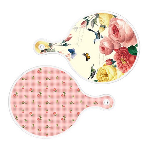 로엠디자인 서빙 원형 보드 도마 PrettyRoses 2p 세트, PrettyRoses, 핑크플라워체크, 1세트