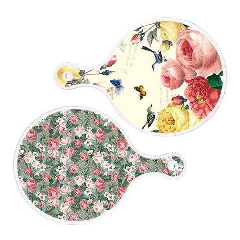 로엠디자인 서빙 원형 보드 도마 PrettyRoses 2p 세트, PrettyRoses, 흑록색가든플라워, 1세트