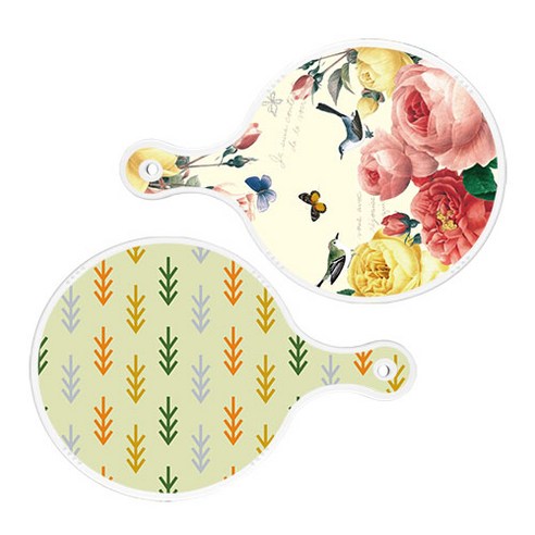 로엠디자인 서빙 원형 보드 도마 PrettyRoses 2p 세트, PrettyRoses, 소나무치자색, 1세트