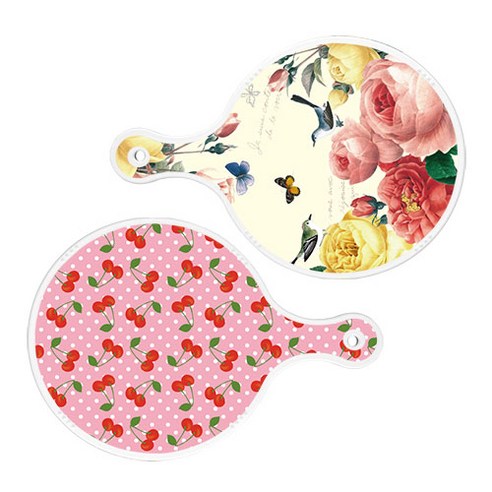 로엠디자인 서빙 원형 보드 도마 PrettyRoses 2p 세트, PrettyRoses, 핑크체리, 1세트