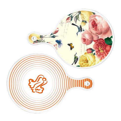 로엠디자인 서빙 원형 보드 도마 PrettyRoses 2p 세트, PrettyRoses, 배추라인주황, 1세트