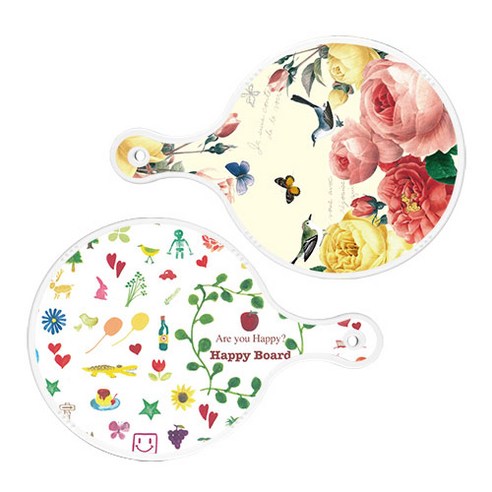 로엠디자인 서빙 원형 보드 도마 PrettyRoses 2p 세트, PrettyRoses, 해피, 1세트