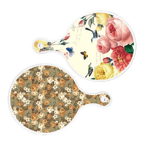 로엠디자인 서빙 원형 보드 도마 PrettyRoses 2p 세트, PrettyRoses, 토색플라워, 1세트
