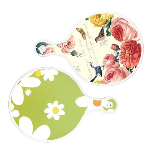 로엠디자인 서빙 원형 도마 보드 2p ParisRose 세트, ParisRose, floral design하얀개나리, 1세트
