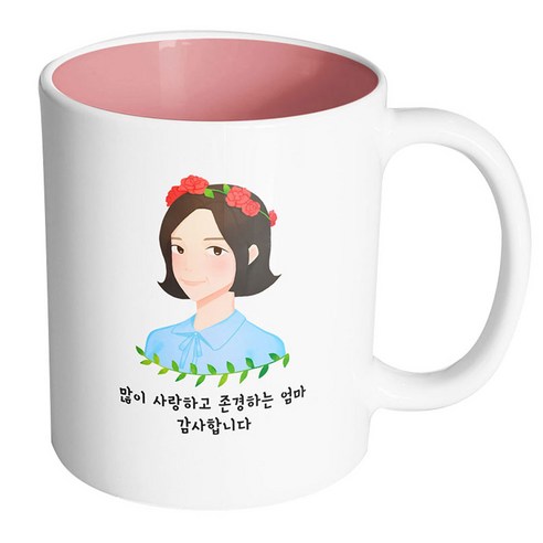 핸드팩토리 플라워라인엄마 많이사랑하고존경하는엄마감사합니다 머그컵, 내부 파스텔 핑크, 1개