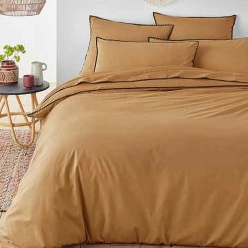 라흐두뜨 단색 자수 순면 이불커버 F696639, ocre + black