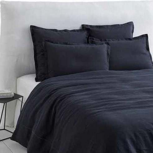 라흐두뜨 심플 린넨 자수 이불커버 F696656, grey black