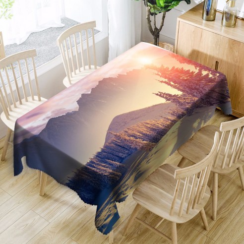 이코디 펀칭라인 이미지 테이블보, 마운틴, 137 x 137 cm