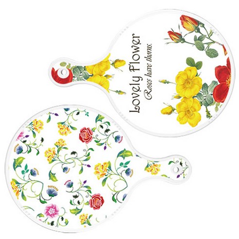 로엠디자인 서빙 도마 2p Lovely Flower 원형 보드 세트, Lovely Flower 원형, 로망 슬림 장미 원형, 1세트