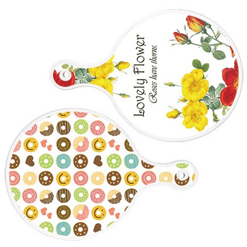 로엠디자인 서빙 도마 2p Lovely Flower 원형 보드 세트, Lovely Flower 원형, 도넛 원형, 1세트