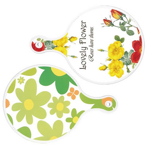 로엠디자인 서빙 도마 2p Lovely Flower 원형 보드 세트, Lovely Flower 원형, floral 개나리 원형, 1세트
