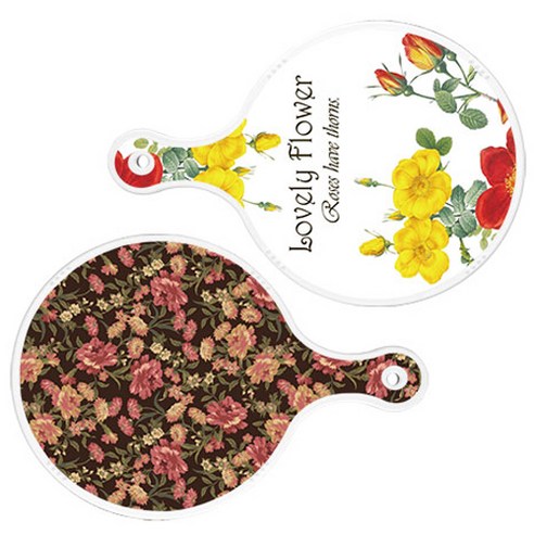 로엠디자인 서빙 도마 2p Lovely Flower 원형 보드 세트, Lovely Flower 원형, 블랙 가든 아트 원형, 1세트