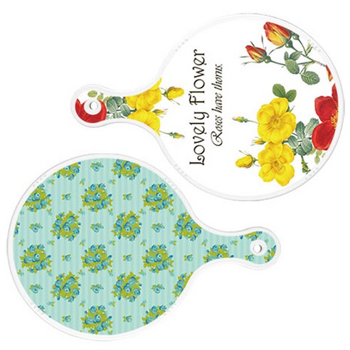 로엠디자인 서빙 도마 2p Lovely Flower 원형 보드 세트, Lovely Flower 원형, 옥색 넝쿨 로즈 원형, 1세트