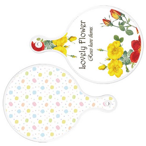 로엠디자인 서빙 도마 2p Lovely Flower 원형 보드 세트, Lovely Flower 원형, 마카롱 원형, 1세트