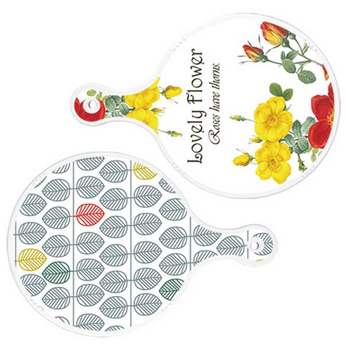 로엠디자인 서빙 도마 2p Lovely Flower 원형 보드 세트, Lovely Flower 원형, 나뭇잎 패턴 원형, 1세트