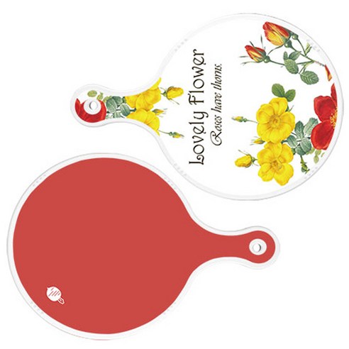 로엠디자인 서빙 도마 2p Lovely Flower 원형 보드 세트, Lovely Flower 원형, 레드 원형, 1세트