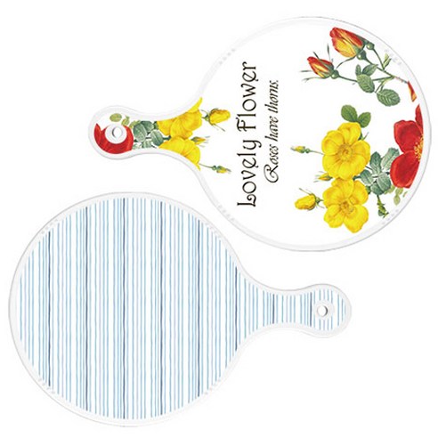 로엠디자인 서빙 도마 2p Lovely Flower 원형 보드 세트, Lovely Flower 원형, 삼청색 라인 원형, 1세트