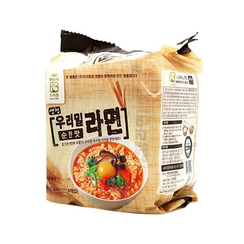우리밀 라면 순한맛 115g x 4p, 4개