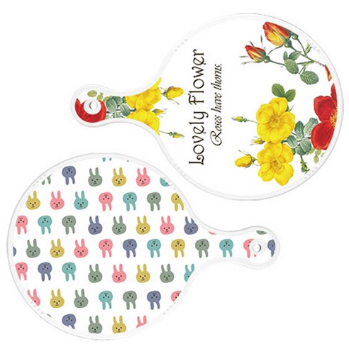 로엠디자인 서빙 도마 2p Lovely Flower 원형 보드 세트, Lovely Flower 원형, 토끼 원형, 1세트