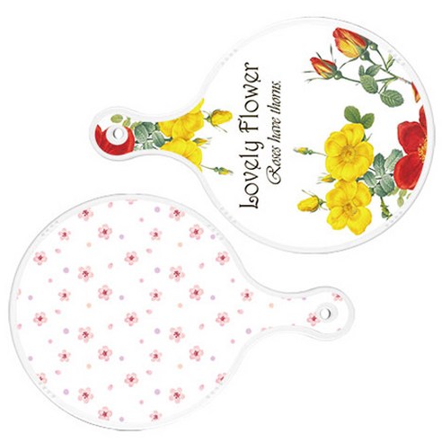 로엠디자인 서빙 도마 2p Lovely Flower 원형 보드 세트, Lovely Flower 원형, 연 분홍 나팔꽃 원형, 1세트