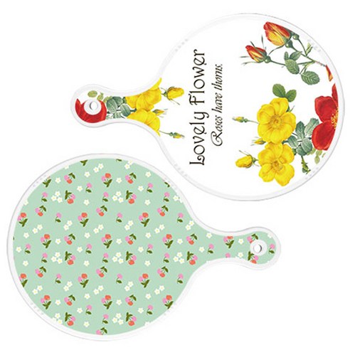 로엠디자인 서빙 도마 2p Lovely Flower 원형 보드 세트, Lovely Flower 원형, 비색 체리 원형, 1세트