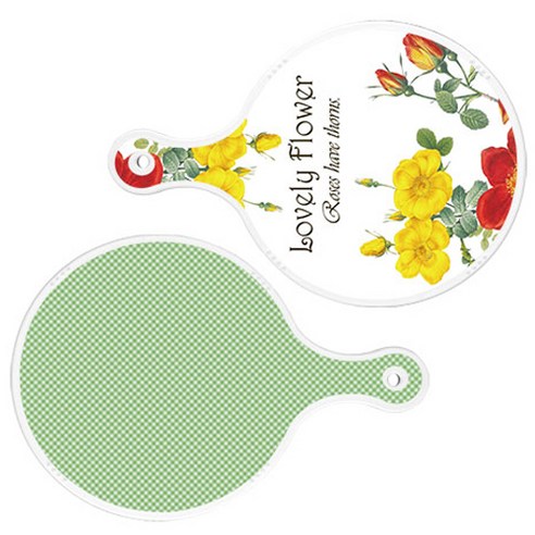 로엠디자인 서빙 도마 2p Lovely Flower 원형 보드 세트, Lovely Flower 원형, 초록색 체크 원형, 1세트