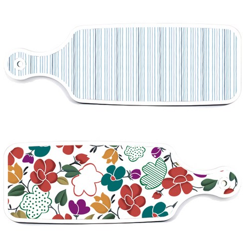 로엠디자인 floral 목련 혼합보드 서빙 도마 2p 세트, floral 목련 혼합보드, 삼청색라인보드, 1세트