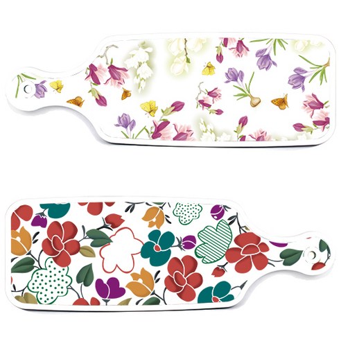 로엠디자인 floral 목련 혼합보드 서빙 도마 2p 세트, floral 목련 혼합보드, 로맨틱청자색floral보드, 1세트
