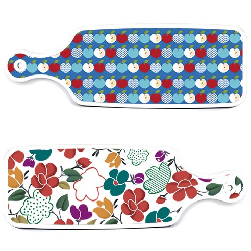 로엠디자인 floral 목련 혼합보드 서빙 도마 2p 세트, floral 목련 혼합보드, 애플벽색보드, 1세트