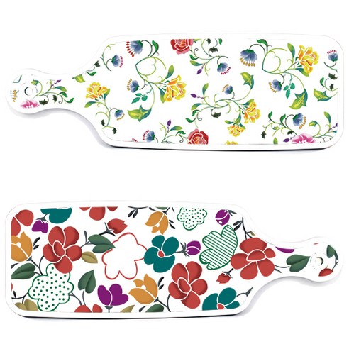 로엠디자인 floral 목련 혼합보드 서빙 도마 2p 세트, floral 목련 혼합보드, 로망슬림장미보드, 1세트