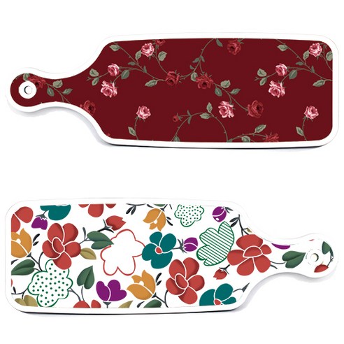 로엠디자인 floral 목련 혼합보드 서빙 도마 2p 세트, floral 목련 혼합보드, 장미적색보드, 1세트