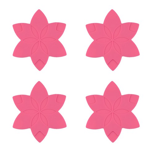 이코디 헥사곤 플라워 냄비받침, 핑크, 4개입