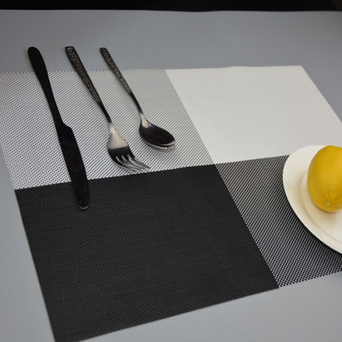 블럭마트 주방 모던 식탁매트 5p, 블랙, 30 x 45 cm