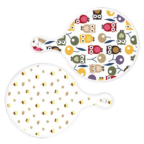 로엠디자인 서빙 원형 도마 보드 2p 부엉이 세트, 부엉이, 푸딩, 1세트