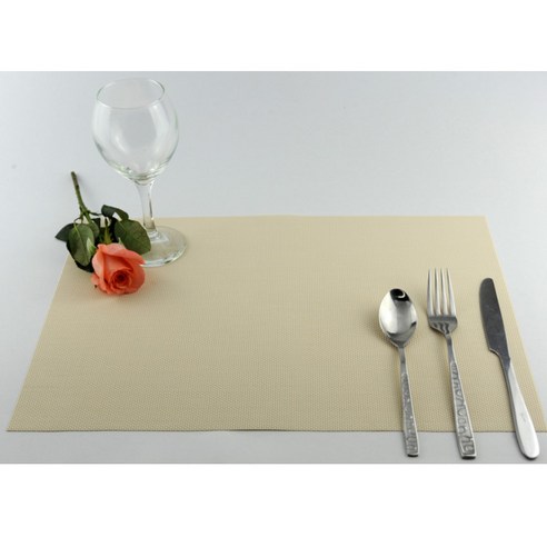 블럭마트 주방 단색 식탁매트 5p, 화이트 크림, 30 x 45 cm