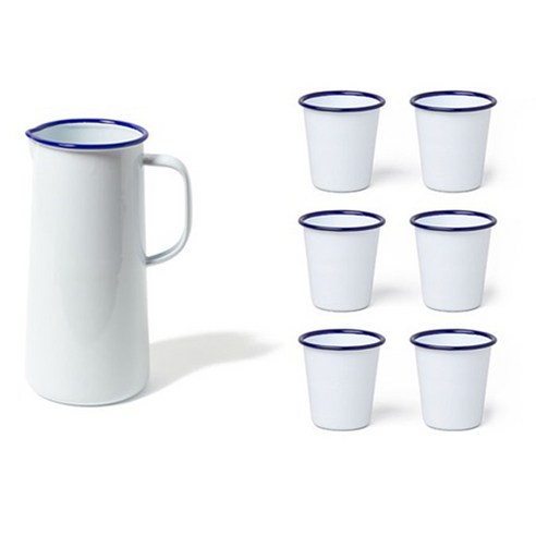 팔콘 저그 1.704L + 머그 310ml x 6p 주스 세트 B, 화이트, 1개