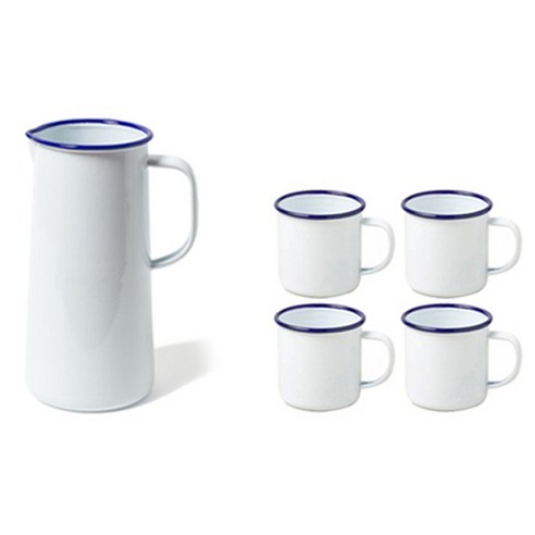 팔콘 저그 1.704L + 머그 350ml x 4p 주스 세트, 화이트, 1개