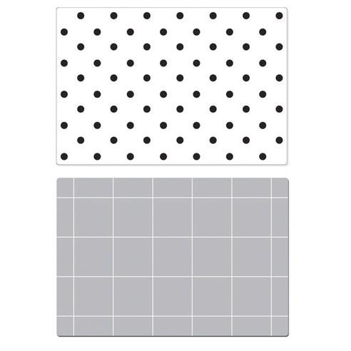 서머스트 실리콘 테이블매트 도트 + 심플체크, 화이트, 그레이, 425 x 295 mm