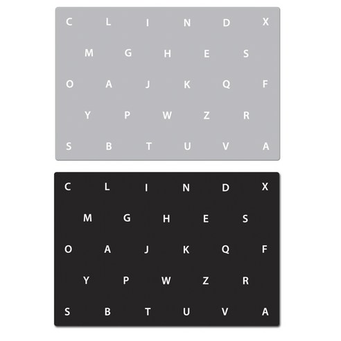 서머스트 실리콘 테이블매트 ABC 2p, 그레이, 블랙, 425 x 295 mm
