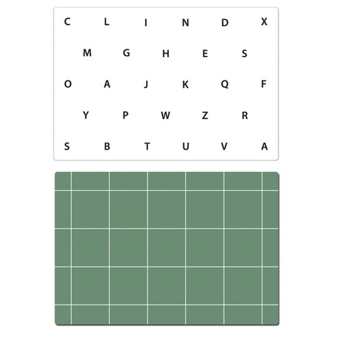서머스트 실리콘 테이블매트 ABC + 심플체크, 화이트, 카키그린, 425 x 295 mm