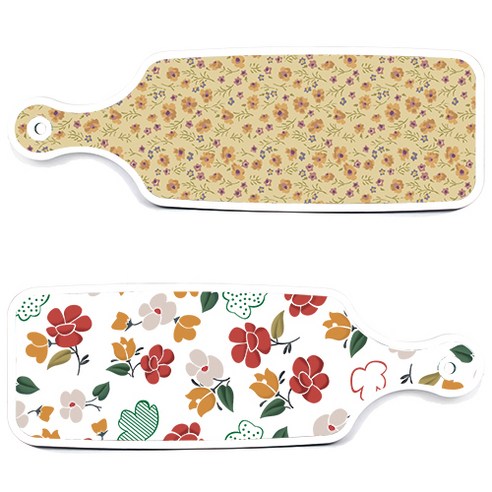 로엠디자인 서빙 도마 보드 2p floral 목련 패턴보드 세트, floral 목련 패턴보드, 자황색플라워보드, 1세트