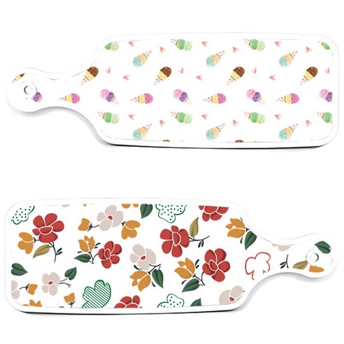 로엠디자인 서빙 도마 보드 2p floral 목련 패턴보드 세트, floral 목련 패턴보드, 아이스크림보드, 1세트