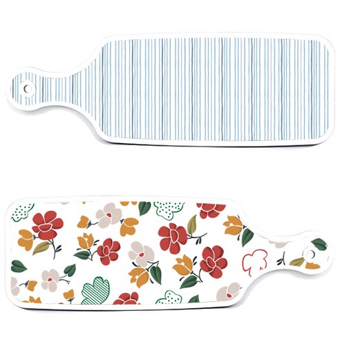 로엠디자인 서빙 도마 보드 2p floral 목련 패턴보드 세트, floral 목련 패턴보드, 삼청색라인보드, 1세트