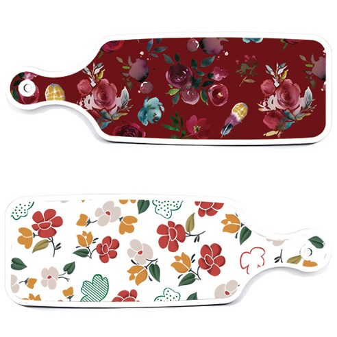 로엠디자인 서빙 도마 보드 2p floral 목련 패턴보드 세트, floral 목련 패턴보드, 자주색플라워아트웍보드, 1세트