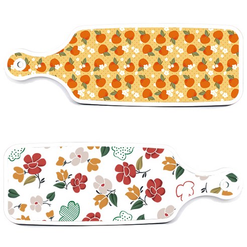 로엠디자인 서빙 도마 보드 2p floral 목련 패턴보드 세트, floral 목련 패턴보드, 오렌지복숭아보드, 1세트